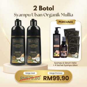 2 botol Syampu Uban 400ml + FREE Syampu & Serum Halia + FREE 4 Sachet Syampu Uban (100ml)